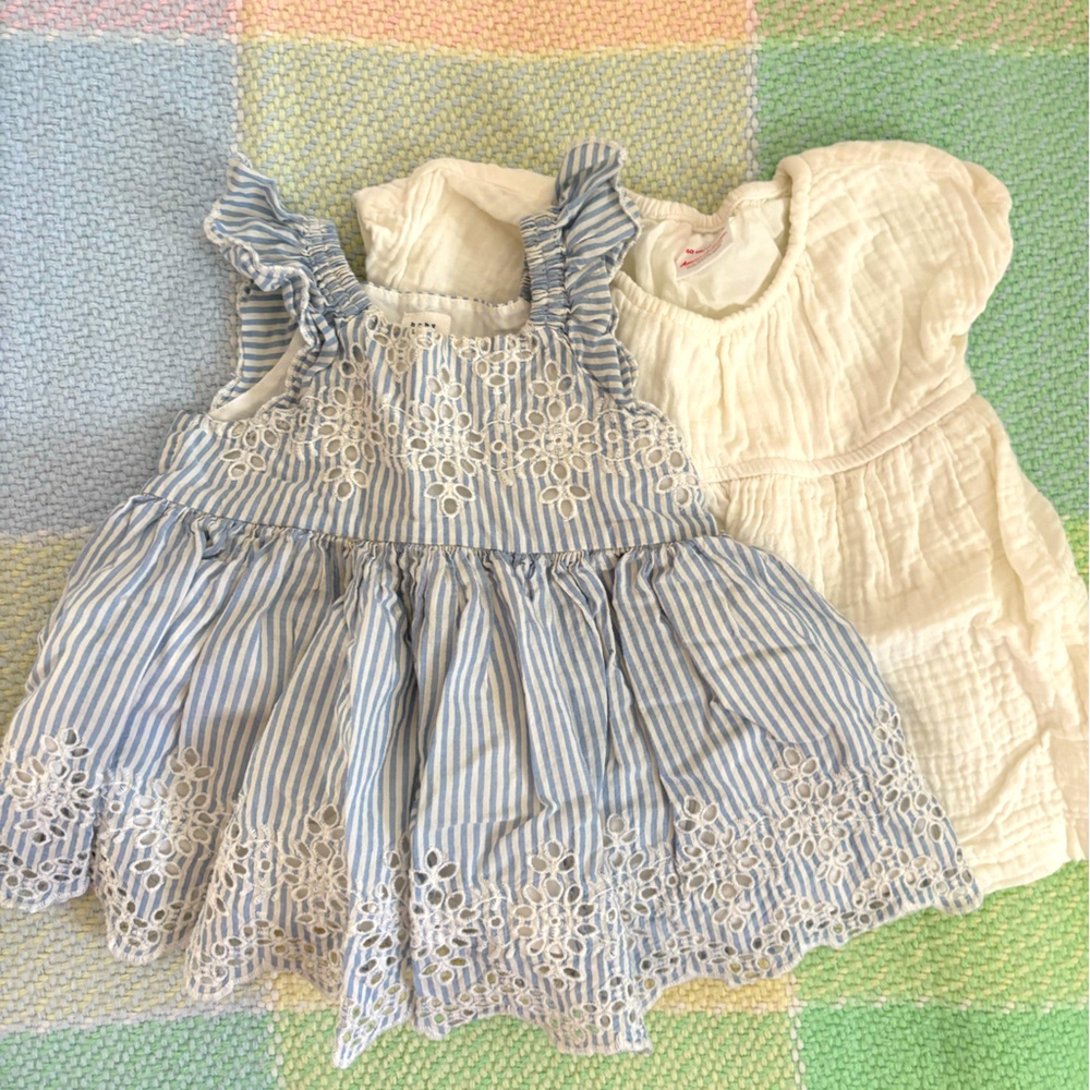 Hannah Anderson and Gap Kids Bundle Dresses Striped Eyelet and White Muslin